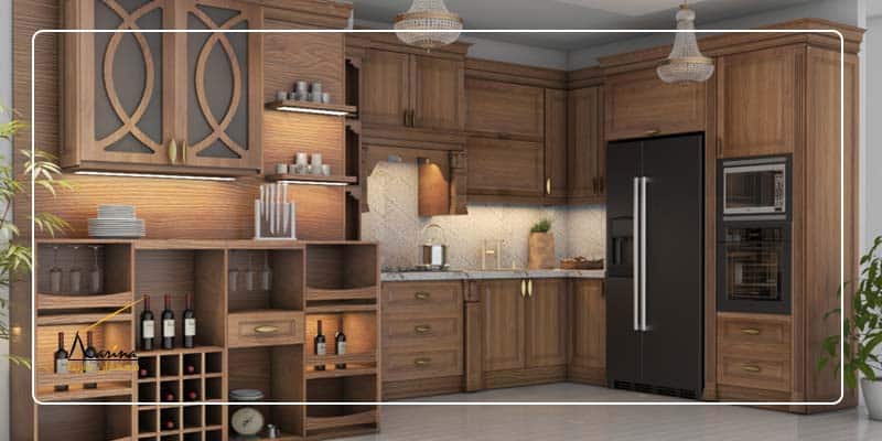 طراحی کابینت کلاسیک چوبی