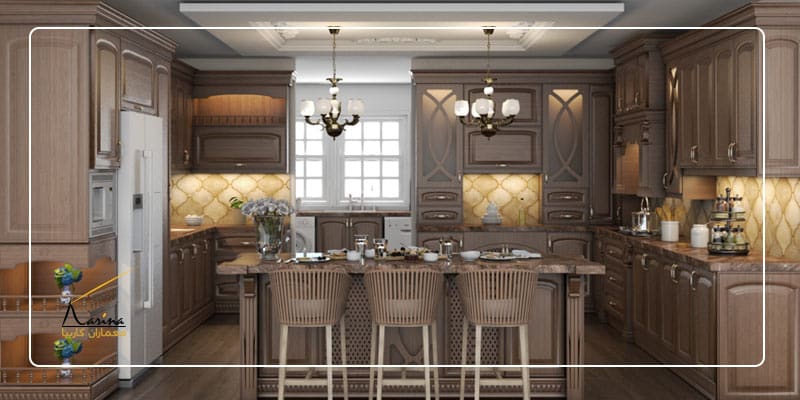 کابینت کلاسیک چوبی + طراحی کابینت