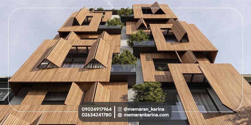 طراحی نمای ساختمان چوبی